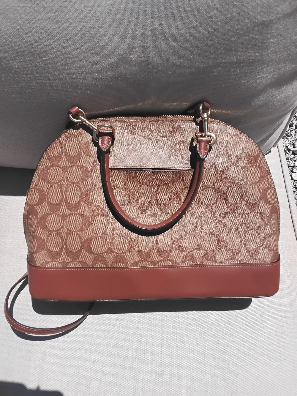 Coach Signature Dome Satchel in Beige/Tan